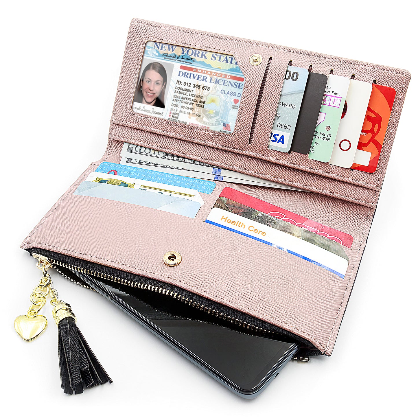 Leather Wallet for Women, Coin Purse Black