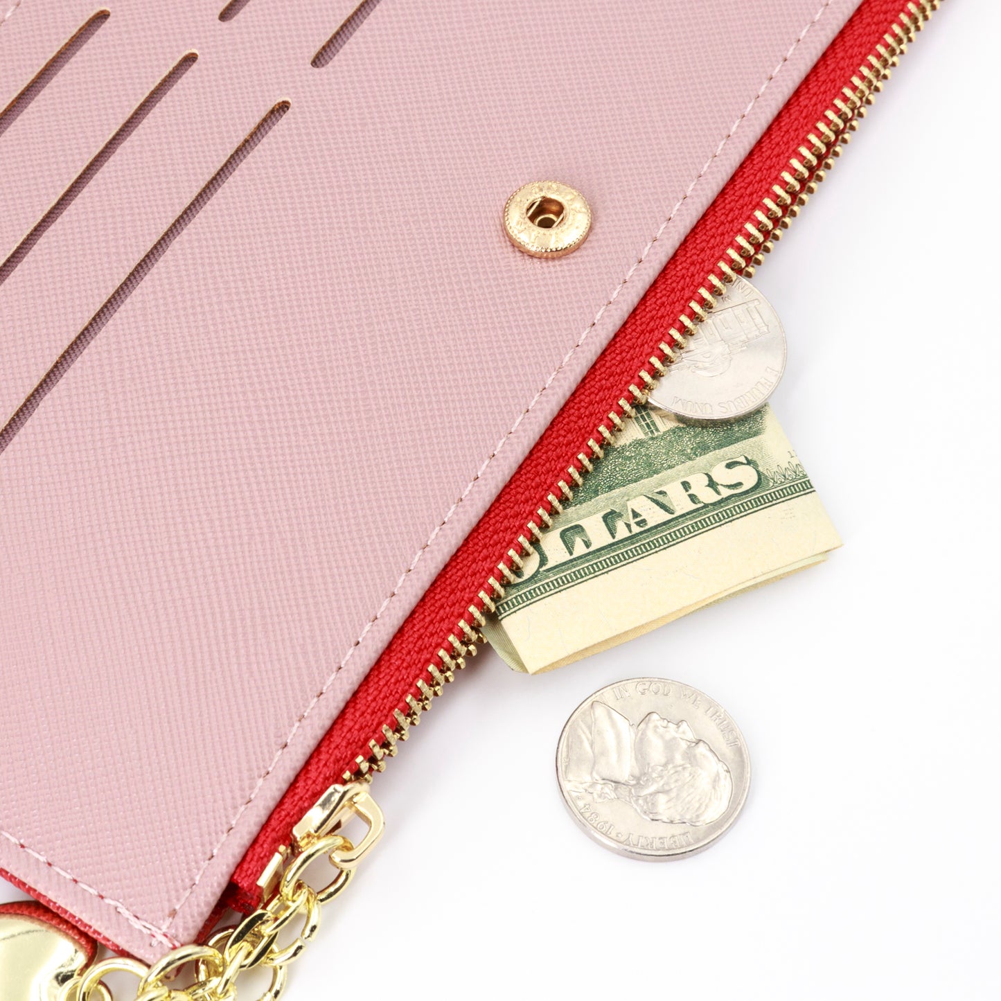 Leather Wallet for Women, Coin Purse Red