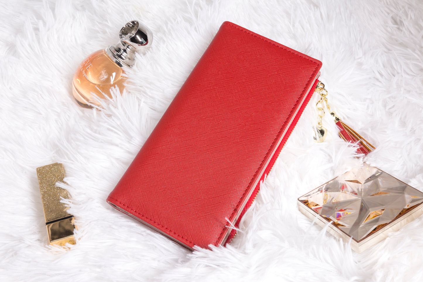 Leather Wallet for Women, Coin Purse Red