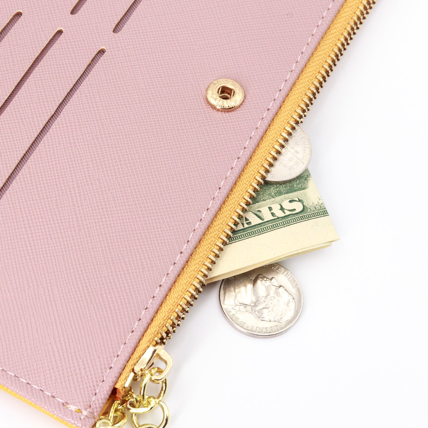 Leather Wallet for Women, Coin Purse Yellow