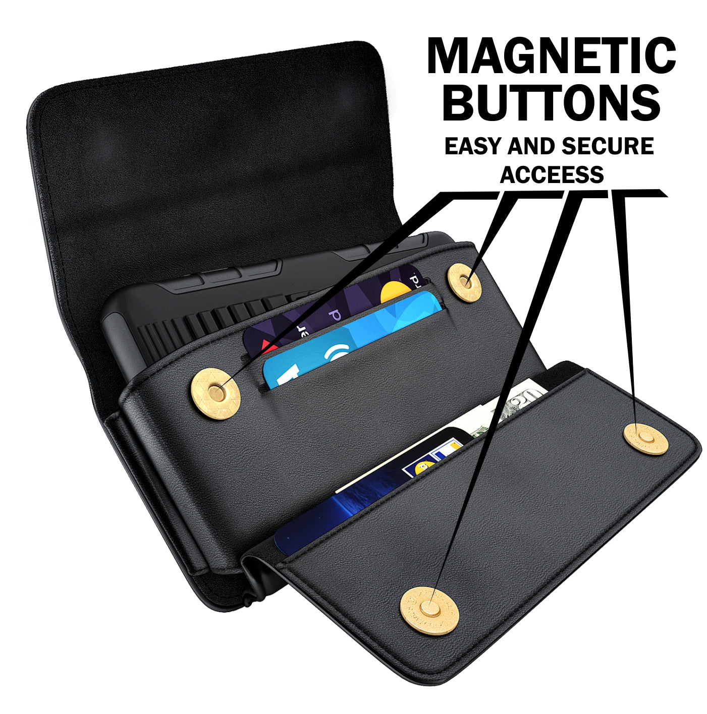 iPhone Xs Max Cell Phone Belt Holder Holster Case with ID Credit Card Holder