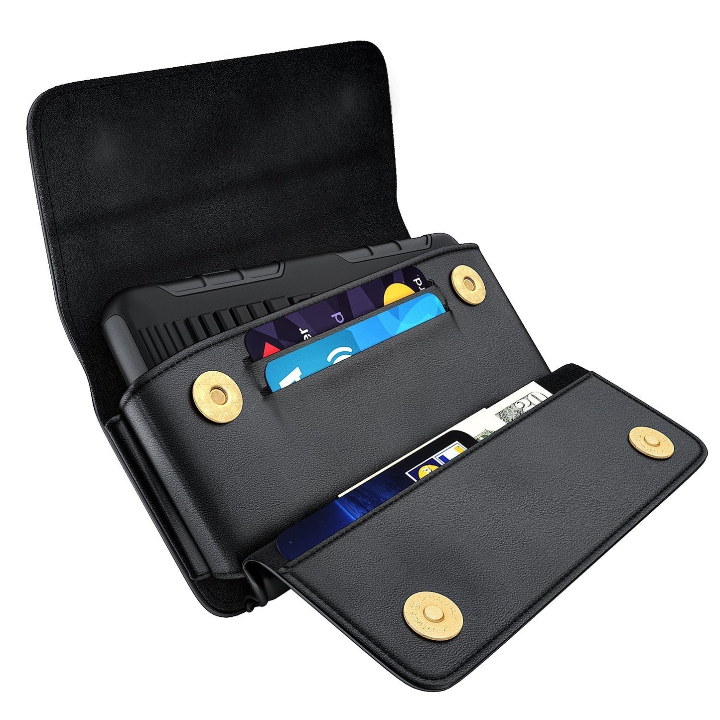 iPhone 12 Pro Max Cell Phone Belt Holder Holster Case with ID Credit Card Holder