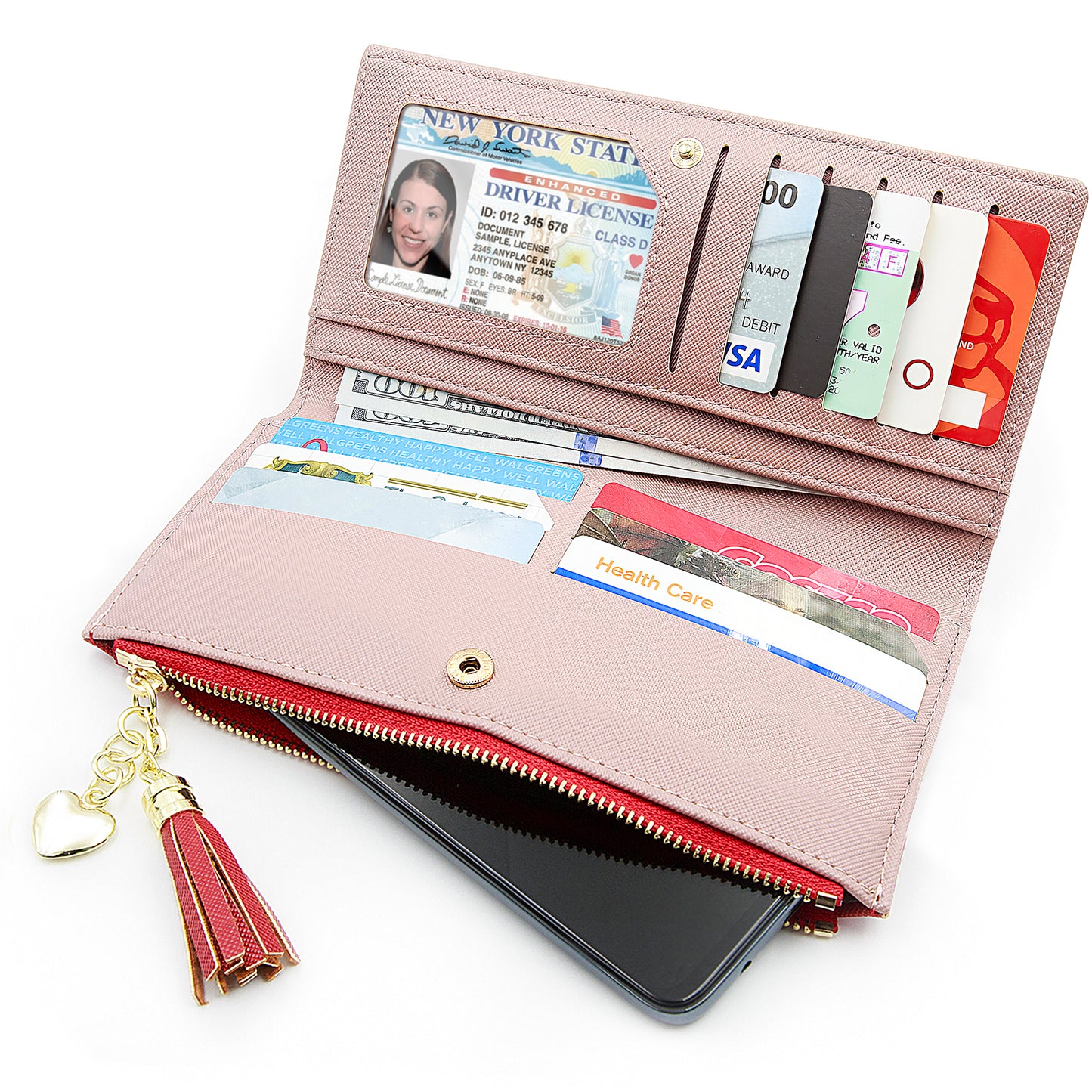 Leather Wallet for Women, Coin Purse Red