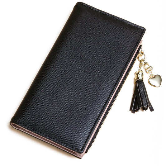 Leather Wallet for Women, Coin Purse Black