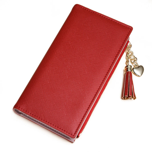 Leather Wallet for Women, Coin Purse Red