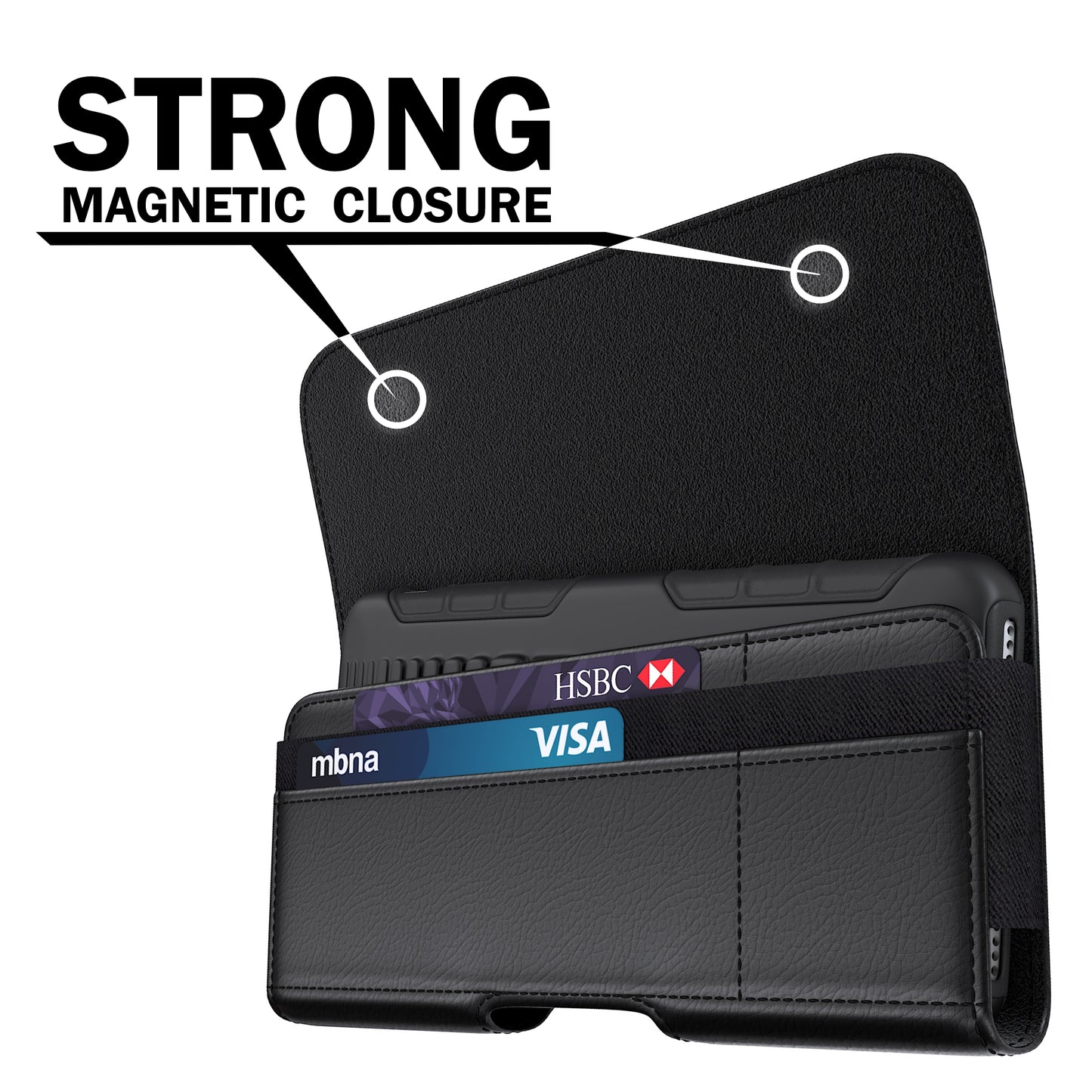 iPhone 13 Pro Max Cell Phone Belt Holster Case with Credit Card Holder